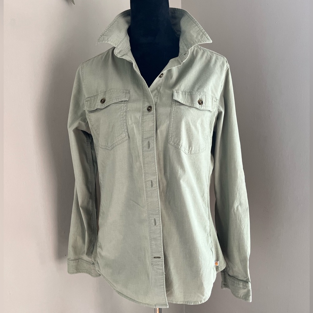 Carhartt Sage Green Solid Rugged Utility Shirt Large